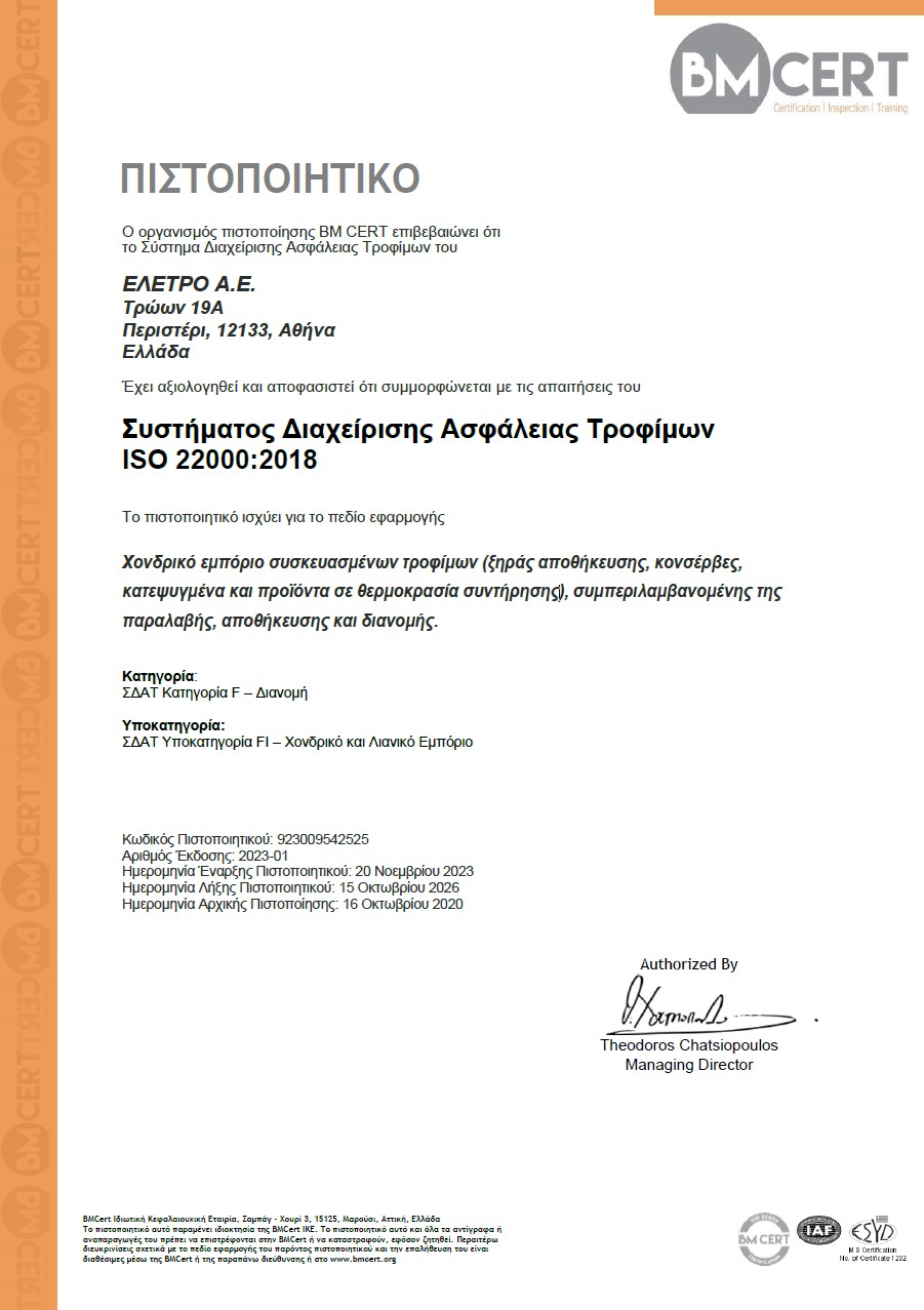 eletro.gr ISO certificate
